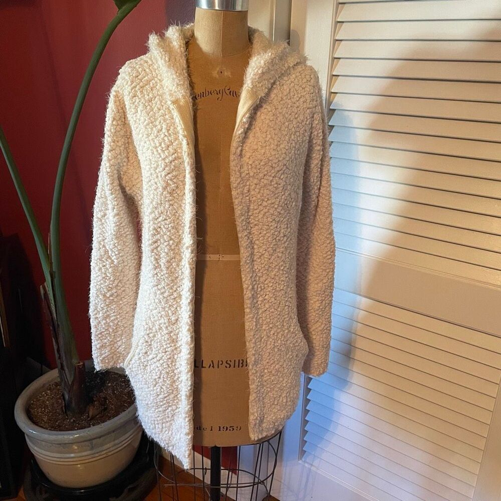KATSUMI | cream color supper soft hooded teddy style cardigan M